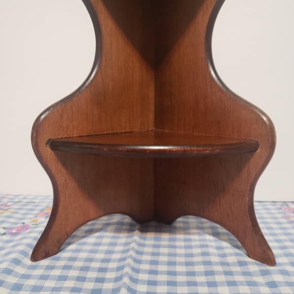 Vintage Wood 2 Tier Small Corner Shelf Curio Display Handmade - Picture 3 of 7